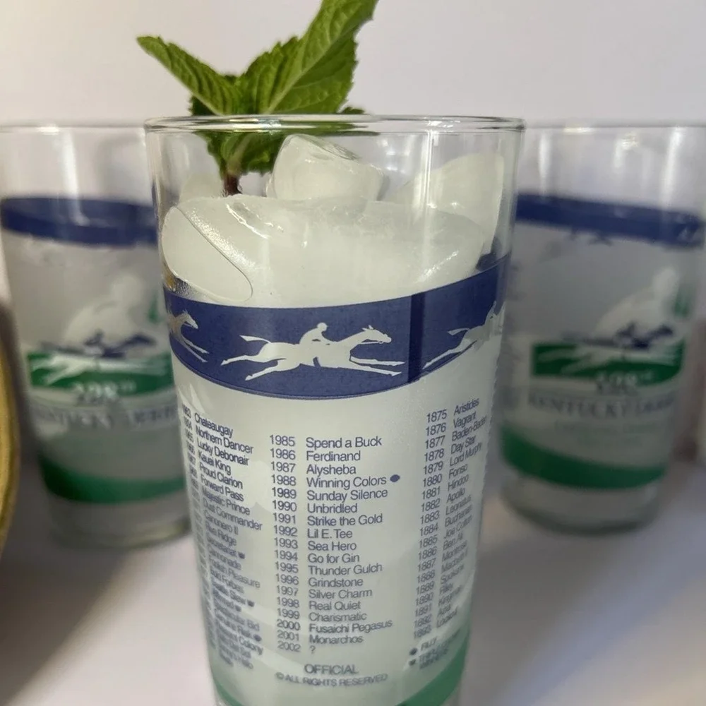 Set of 3 Kentucky Derby Churchill Downs Glasses Set Mint Julep Barware Vintage